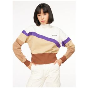 Discovery Expedition D3WL-SWT24 Çok Renkli Balıkçı Yaka Crop Blok Kadın Sweatshirt