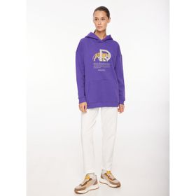 Discovery Expedition D3WL-SWT25 Mor Kapüşon Yaka Loose Fit Baskılı Kadın Sweatshirt