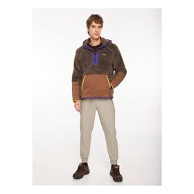 Discovery Expedition D3WM-SWT24 Kahve Kapüşon Yaka Relaxed Fit Blok Desenli Erkek Sweatshirt