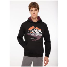 Discovery Expedition D3WM-SWT34 Siyah Kapüşonlu Baskılı Erkek Sweatshirt