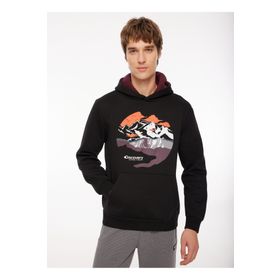 Discovery Expedition D3WM-SWT34 Siyah Kapüşonlu Baskılı Erkek Sweatshirt