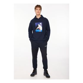 Discovery Expedition D3WM-SWT35 Lacivert Kapüşon Yaka Loose Fit Baskılı Erkek Sweatshirt