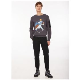 Discovery Expedition D3WM-SWT38 Füme Baskılı Erkek Bisiklet Yaka Sweatshirt