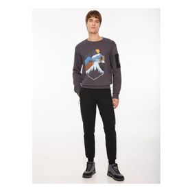 Discovery Expedition D3WM-SWT38 Füme Baskılı Erkek Bisiklet Yaka Sweatshirt