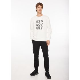 Discovery Expedition D3WM-SWT42 Ekru Bisiklet Yaka Baskılı Erkek Sweatshirt