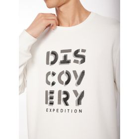 Discovery Expedition D3WM-SWT42 Ekru Bisiklet Yaka Baskılı Erkek Sweatshirt