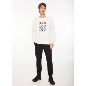 Discovery Expedition D3WM-SWT42 Ekru Bisiklet Yaka Baskılı Erkek Sweatshirt