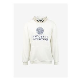 Discovery Expedition D3WM-SWT44 Kırık Beyaz Kapüşonlu Baskılı Erkek Sweatshirt