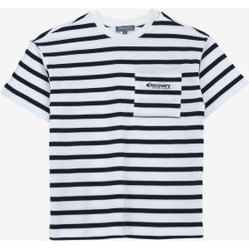 Discovery Expedition D4SB-TST3037 Lacivert Bisiklet Yaka Oversize Çizgili Erkek Çocuk T-Shirt