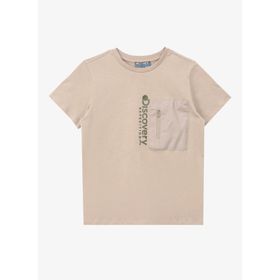 Discovery Expedition D4SB-TST3039 Baskılı Bej Erkek T-Shirt