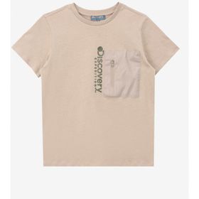 Discovery Expedition D4SB-TST3039 Bej Erkek Çocuk Bisiklet Yaka Relaxed Baskılı T-Shirt