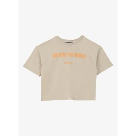 Discovery Expedition D4SG-TST3095 Bej Baskılı Kadın T-Shirt