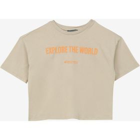 Discovery Expedition D4SG-TST3095 Bej Baskılı Kadın T-Shirt