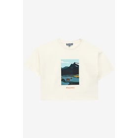 Discovery Expedition D4SG-TST3096 Baskılı Kırık Beyaz Kadın T-Shirt