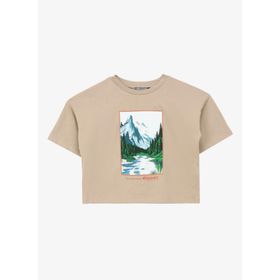 Discovery Expedition D4SG-TST3097 Bej Baskılı Kadın T-Shirt