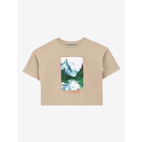 Discovery Expedition D4SG-TST3097 Bej Baskılı Kadın T-Shirt