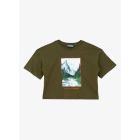Discovery Expedition D4SG-TST3097 Haki Baskılı Kadın T-Shirt