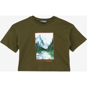 Discovery Expedition D4SG-TST3097 Haki Baskılı Kadın T-Shirt
