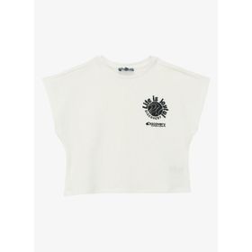 Discovery Expedition D4SG-TST3104 Beyaz Bisiklet Yaka Oversize Baskılı Kız Çocuk T-Shirt