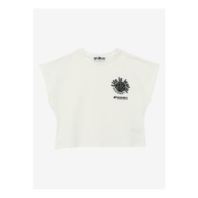 Discovery Expedition D4SG-TST3104 Beyaz Bisiklet Yaka Oversize Baskılı Kız Çocuk T-Shirt