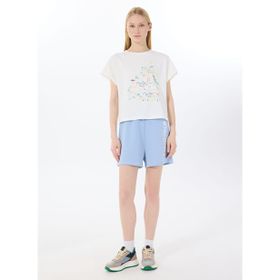 Discovery Expedition D4SL-SHT3023 Mavi Baskılı Kadın Sweat Şort
