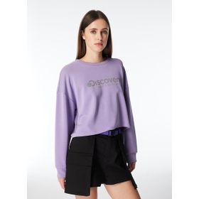 Discovery Expedition D4SL-SWT3030 Lila Kadın Bisiklet Yaka Oversize Baskılı Sweatshirt
