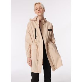 Discovery Expedition D4SL-TRC3006 Bej Kadın Kapüşonlu Oversize Su İtici Trençkot