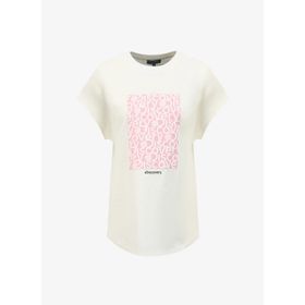 Discovery Expedition D4SL-TST3038 Beyaz Bisiklet Yaka Loose Fit Baskılı Kadın T-Shirt