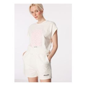 Discovery Expedition D4SL-TST3038 Beyaz Bisiklet Yaka Loose Fit Baskılı Kadın T-Shirt