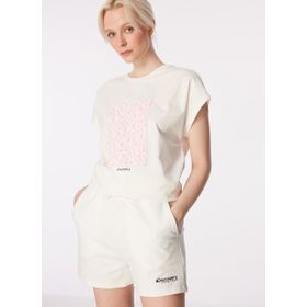 Discovery Expedition D4SL-TST3038 Beyaz Bisiklet Yaka Loose Fit Baskılı Kadın T-Shirt