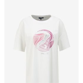 Discovery Expedition D4SL-TST3039 Beyaz Kadın Bisiklet Yaka Loose Fit Baskılı T-Shirt