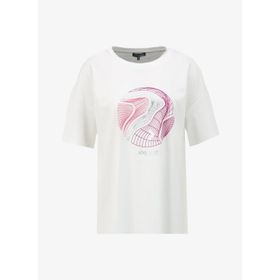 Discovery Expedition D4SL-TST3039 Beyaz Kadın Bisiklet Yaka Loose Fit Baskılı T-Shirt