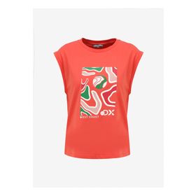 Discovery Expedition D4SL-TST3044 Pembe Kadın Bisiklet Yaka Relaxed Baskılı T-Shirt