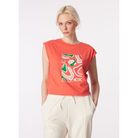 Discovery Expedition D4SL-TST3044 Pembe Kadın Bisiklet Yaka Relaxed Baskılı T-Shirt