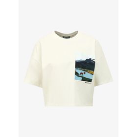 Discovery Expedition D4SL-TST3046 Beyaz Bisiklet Yaka Oversize Baskılı Kadın T-Shirt