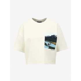 Discovery Expedition D4SL-TST3046 Beyaz Bisiklet Yaka Oversize Baskılı Kadın T-Shirt
