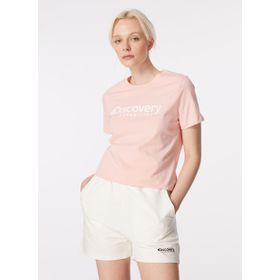 Discovery Expedition D4SL-TST3053 Açık Pembe Kadın Bisiklet Yaka T-Shirt