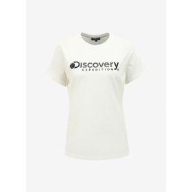 Discovery Expedition D4SL-TST3053 Kırık Beyaz Kadın Bisiklet Yaka T-Shirt