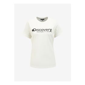 Discovery Expedition D4SL-TST3053 Kırık Beyaz Kadın Bisiklet Yaka T-Shirt