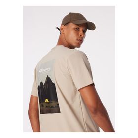 Discovery Expedition D4SM-TST3251 Bej Erkek Bisiklet Yaka Relaxed Baskılı Su İtici T-Shirt