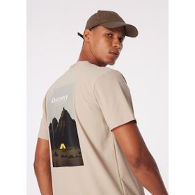 Discovery Expedition D4SM-TST3251 Bej Erkek Bisiklet Yaka Relaxed Baskılı Su İtici T-Shirt