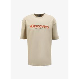 Discovery Expedition D4SM-TST3255 Bej Bisiklet Yaka Loose Fit Baskılı Erkek T-Shirt