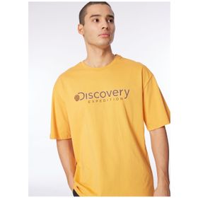 Discovery Expedition D4SM-TST3255 Turuncu Bisiklet Yaka Loose Fit Baskılı Erkek T-Shirt
