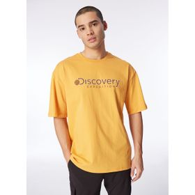 Discovery Expedition D4SM-TST3255 Turuncu Bisiklet Yaka Loose Fit Baskılı Erkek T-Shirt