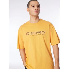 Discovery Expedition D4SM-TST3255 Turuncu Bisiklet Yaka Loose Fit Baskılı Erkek T-Shirt