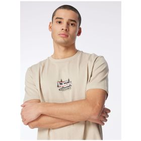 Discovery Expedition D4SM-TST3258 Bej Bisiklet Yaka Relaxed Baskılı Erkek T-shirt