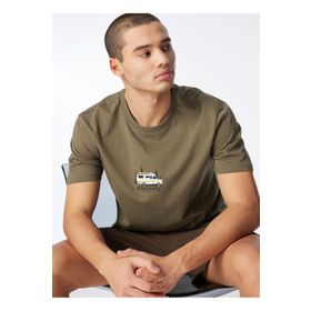 Discovery Expedition D4SM-TST3258 Haki Bisiklet Yaka Relaxed Baskılı Erkek T-Shirt