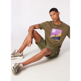 Discovery Expedition D4SM-TST3265 Haki Erkek Bisiklet Yaka Relaxed Baskılı T-Shirt