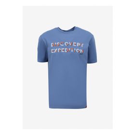 Discovery Expedition D4SM-TST3269 İndigo Bisiklet Yaka Relaxed Baskılı Erkek T-Shirt