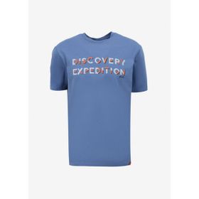 Discovery Expedition D4SM-TST3269 İndigo Bisiklet Yaka Relaxed Baskılı Erkek T-Shirt